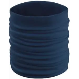 A navy blue multi-use accessory, featuring a stretchy, textured fabric design. It has a simple and versatile shape.