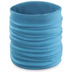 A drink bottle in a smooth, vibrant blue colour with a textured, wrinkled surface and an open top.