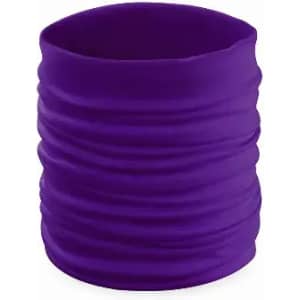 A drink bottle in vibrant purple with a smooth, textured exterior and a logo on one side.