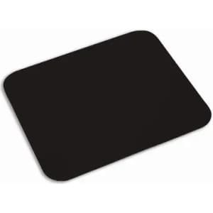 A black rectangular mouse pad with rounded edges, featuring a smooth surface. It has no visible branding.