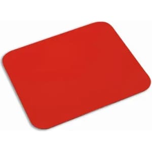 A red mouse pad with rounded corners and a smooth surface. It features a simple design and has no visible logo.