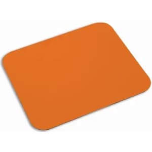 An orange mouse pad with rounded corners and a smooth surface. It features a plain design without any branding.