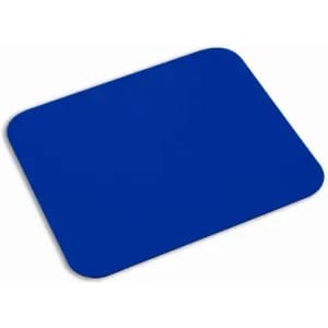 A blue mouse pad with rounded corners, featuring a smooth surface and a non-slip base.