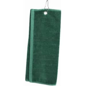 A green cleaning cloth with a hanging loop, made from soft fabric for effective cleaning.