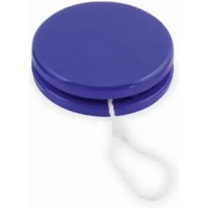 A yo-yo in a vibrant purple colour, featuring a white string attached for play. The design is round and compact.