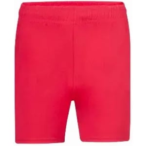 A pair of red shorts with an elastic waistband. The design is simple and solid in colour.