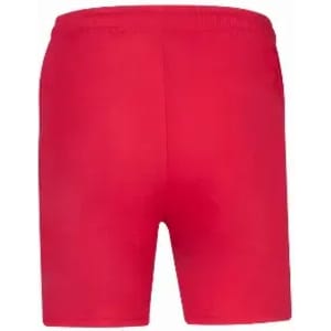 A pair of red shorts with an elastic waistband, featuring a smooth fabric design and no visible markings.