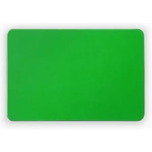 A green promotional product with a smooth surface, featuring a simple rectangular shape.