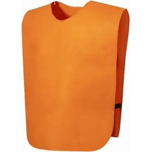 An orange training bib featuring a round neck and adjustable side straps. It has a simple design without logos.