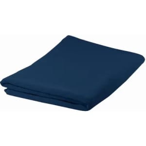 A folded navy blue fabric sheet, featuring a smooth texture and a neatly organised appearance.