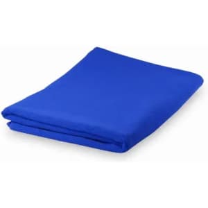 A blue product folded neatly, featuring a smooth fabric texture. It has a simple, solid design without any visible logos.