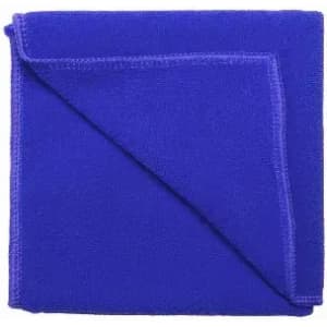 A folded blanket in a vibrant royal blue colour. The fabric appears soft and plush.
