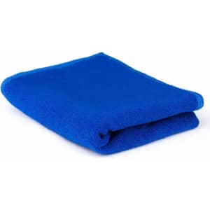 A folded blue microfibre cloth. The cloth has a soft texture and is designed for cleaning purposes.