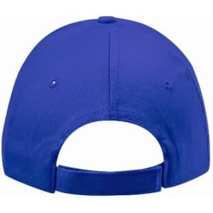 A blue cap featuring a adjustable strap at the back and a smooth fabric finish. The cap has no visible branding.