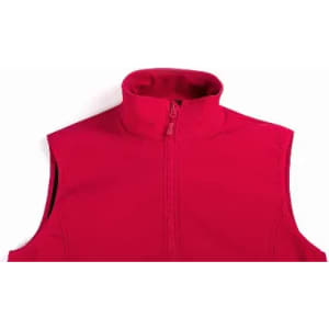 A red sleeveless vest with a high collar and a front zip. The vest has no visible logos or branding.