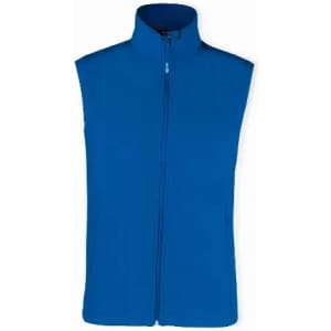 A sleeveless vest in a bright blue colour, featuring a full front zip and a high collar. It has a simple design with no visible logos.