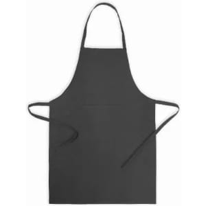 A black apron with adjustable neck and waist ties, featuring no visible logos or designs.