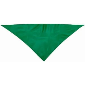 A green triangular bandana made of smooth fabric, featuring no visible logos or text.