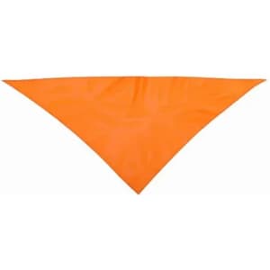 A triangular orange bandana made of a smooth, synthetic fabric. The item features a plain design without any logos.