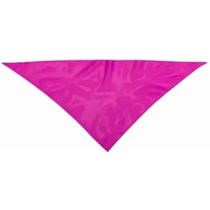 A pink triangular bandana with a smooth texture, featuring a bright and vibrant appearance. It has no visible logos.