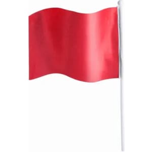 A red flag on a white pole, featuring a smooth, wavy design.