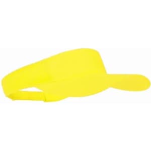 A yellow visor hat with an adjustable strap and a curved brim. It has a simple design and no visible branding.