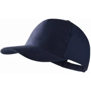 A navy blue cap with a curved peak and an adjustable strap at the back. It features a plain design with no logos.