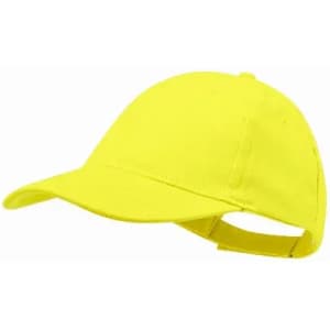 A bright yellow cap with a curved brim and an adjustable strap at the back. Features a simple design without logos.
