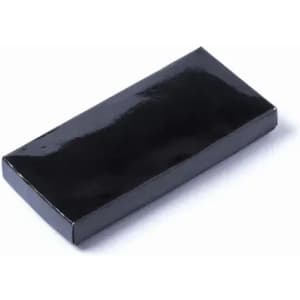 A sleek, shiny black rectangular box with a smooth surface and no visible branding.