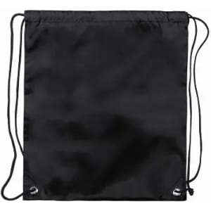 A drawstring bag in black with cord handles and metal eyelets for closure. Simple, lightweight design.
