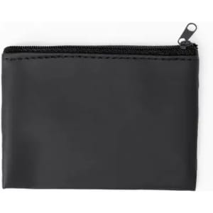 A black zippered pouch with a smooth surface, ideal for storing small items. Features a simple design without branding.