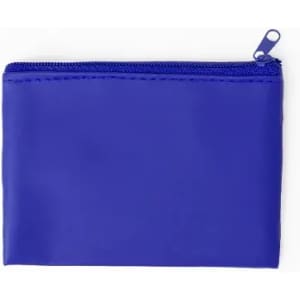 A blue zippered pouch with a smooth surface and a small zipper at the top.