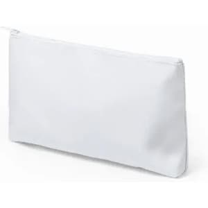 A white zipped pouch with a smooth surface, ideal for storing small items. It has a minimal design.