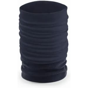 A navy blue multifunctional neck gaiter with a textured, stretchy design. It has a simple, seamless appearance.