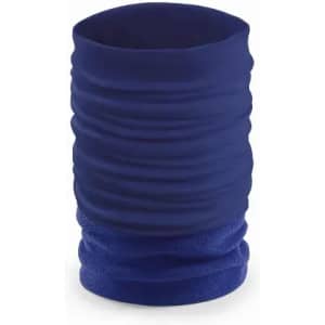 A drink bottle in deep blue with a textured, wrinkled surface and a consistent cylindrical shape. It features a logo.