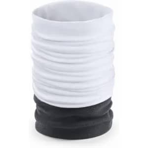 A drink bottle in a white and black design features a textured finish and a sleek, cylindrical shape.