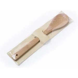 A wooden spoon set featuring a larger spoon and a smaller spoon, packaged together.