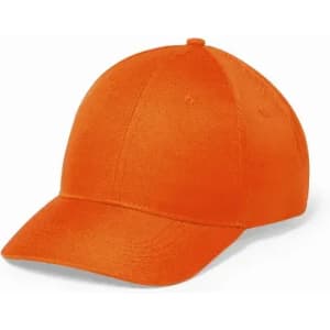 An orange baseball cap with a curved brim and a structured crown. It features no visible logos or branding.