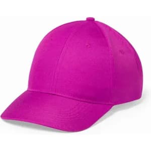 A cap in vibrant pink colour with a structured crown and a curved brim. It features stitched vents and a logo.