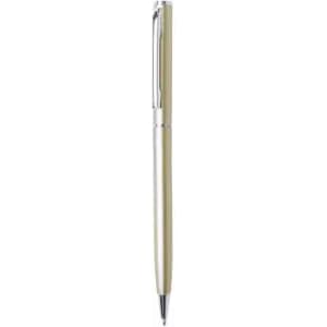 A ballpoint pen in a gold and silver colour scheme, featuring a clip and a sleek design.