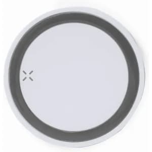 A round, flat product with a white outer edge and a dark grey inner circle, featuring a subtle logo in the corner.