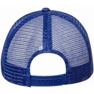 A blue baseball cap with a mesh back and adjustable snap closure. The design features contrasting blue textures.