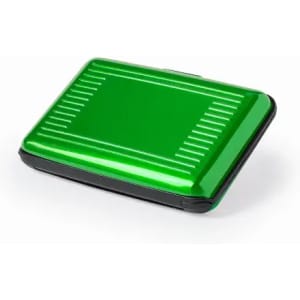 A green rectangular product with a shiny finish and textured lines, featuring a black border.