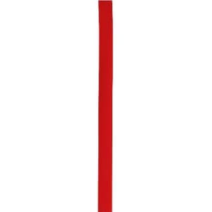 A red polyester strip with a smooth finish, featuring a logo at one end.