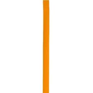 A long, orange polyester strap with a smooth texture and a consistent width. It has a branding logo on one end.