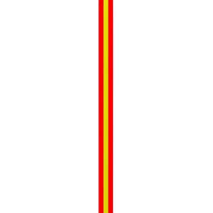 A polyester drink bottle with red and yellow stripes and a logo.