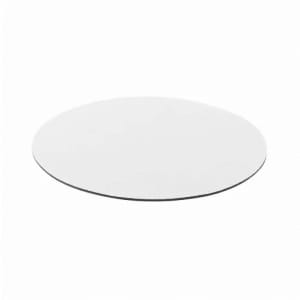 A round, flat white surface with a smooth texture, featuring a clean and simple design.