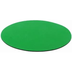 A round, green promotional product with a flat surface. It features a simple design without any branding visible.