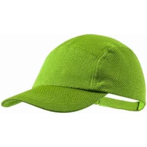 A green mesh cap with a curved peak and adjustable strap at the back. Features a breathable design.
