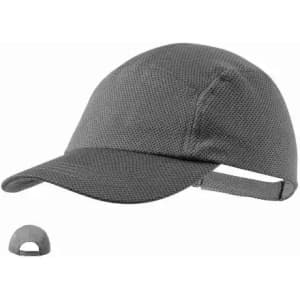A grey cap with a breathable mesh design and an adjustable strap at the back. It includes a small version of the cap.